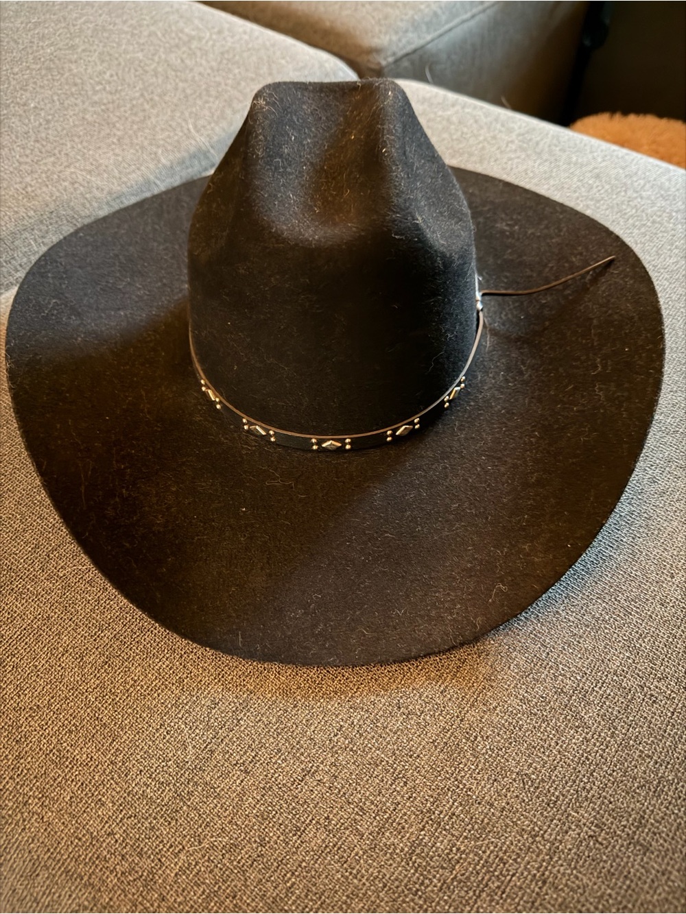 Men's Black Felt Cowboy Hat with Studded Leather Band